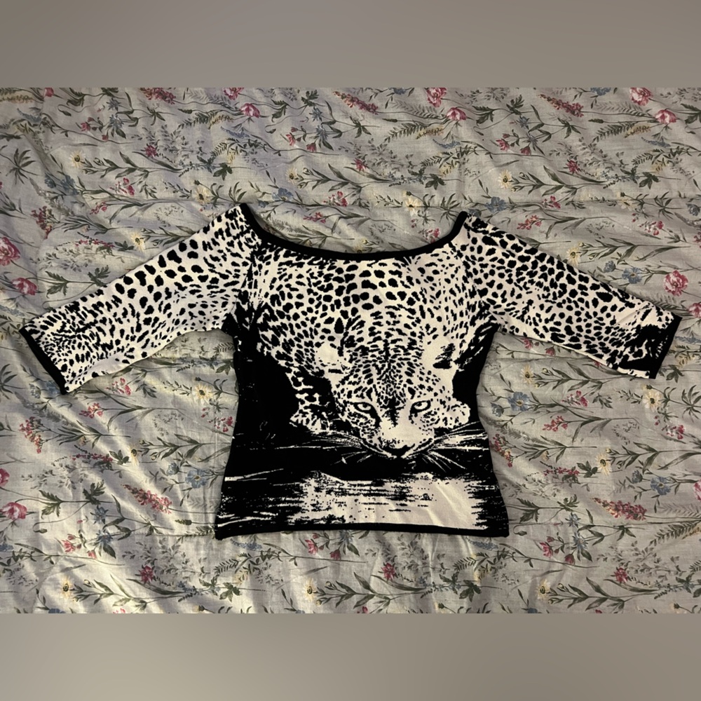 Vintage Boat Neck Cheetah Sweater